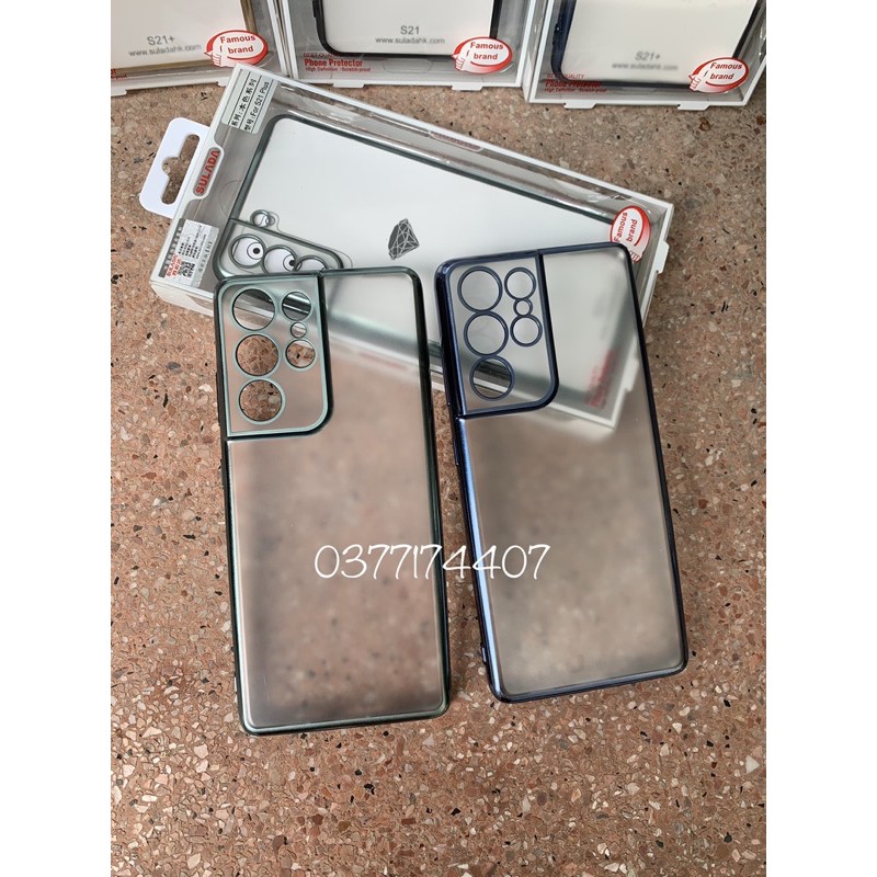 _Ốp lưng Sulada nhám viền màu Samsung  S22, S21, S21 Plus, S21 Ultra chống vân tay siêu đẹp sang trọng