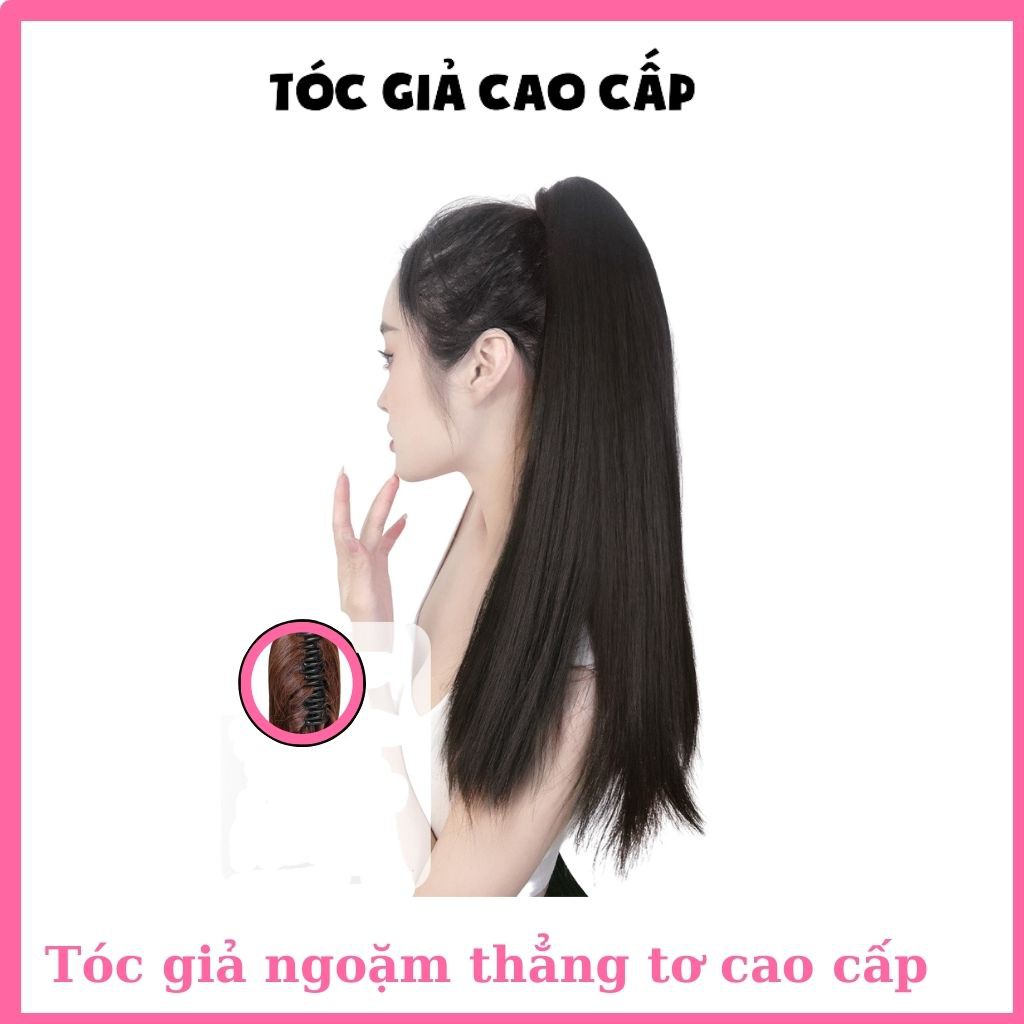Tóc giả ngoặm thẳng dài , mã n43, sợi tơ cao cấp ép uốn duỗi thẳng thoải mái, thích hợp đi chơi đi học đi tiệc