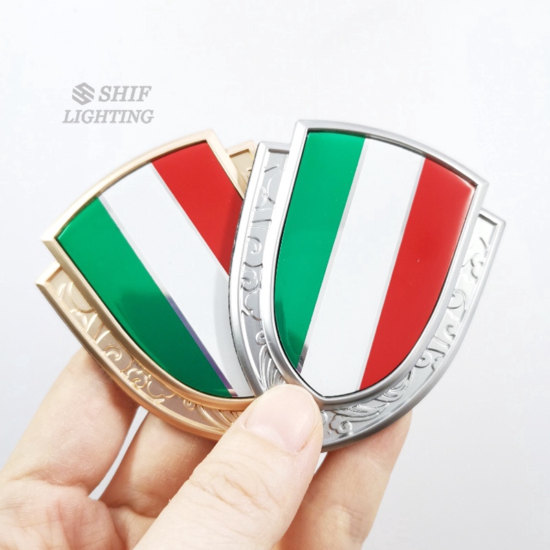 Huy hiệu kim loại cờ Ý trang trí sau xe ô tô