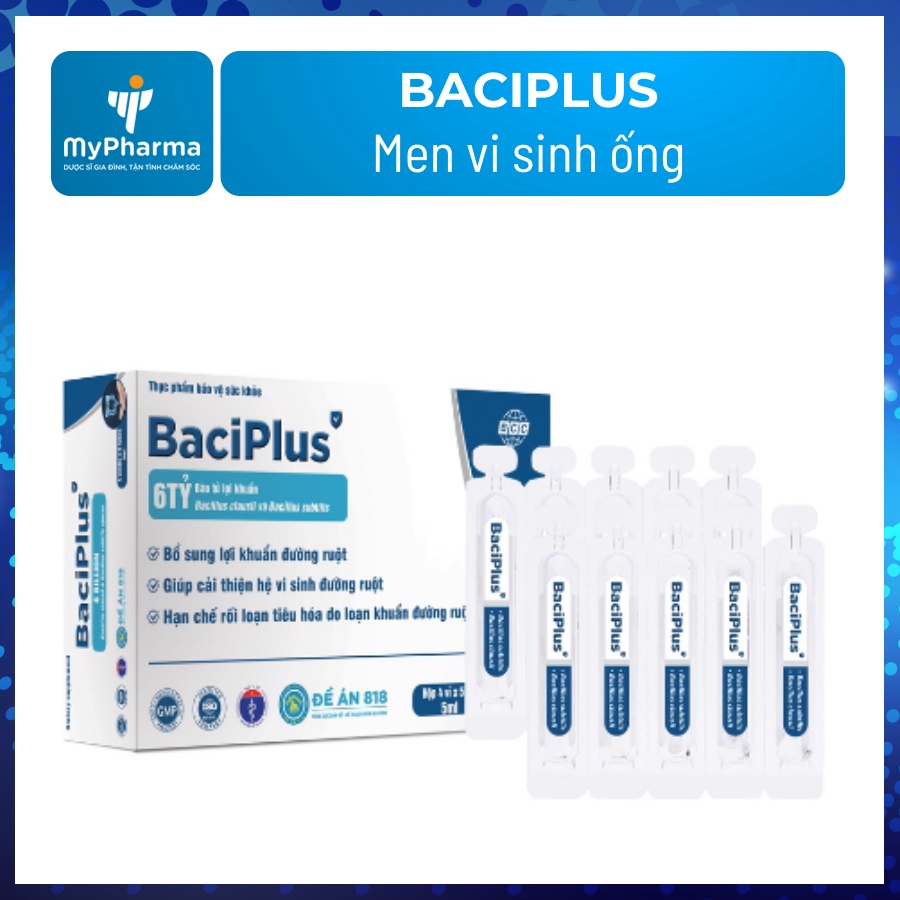 Baciplus Men vi sinh ống (20 ống - 6 tỷ lợi khuẩn/ông)