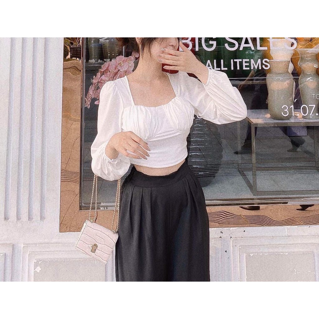 Áo croptop trắng cúp ngực nơ lưng | BigBuy360 - bigbuy360.vn