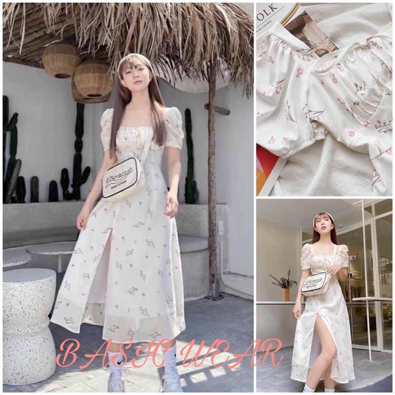 Đầm hoa thiếu nữ quyến rũ xẻ tà cách điệu