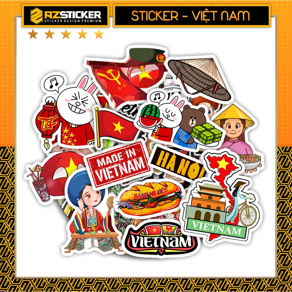 [Set 100+ Hình] Sticker Chủ Đề Việt Nam | Dán Nón Bảo Hiêm, Điện Thoại, Laptop, Bình Nước...Chống Nước, Chống Bay Màu