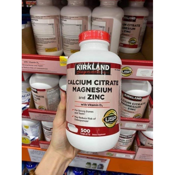 Viên chống loãng xương Kirkland Signature Calcium Citrate Magnesium and Zinc - Hộp 500 viên