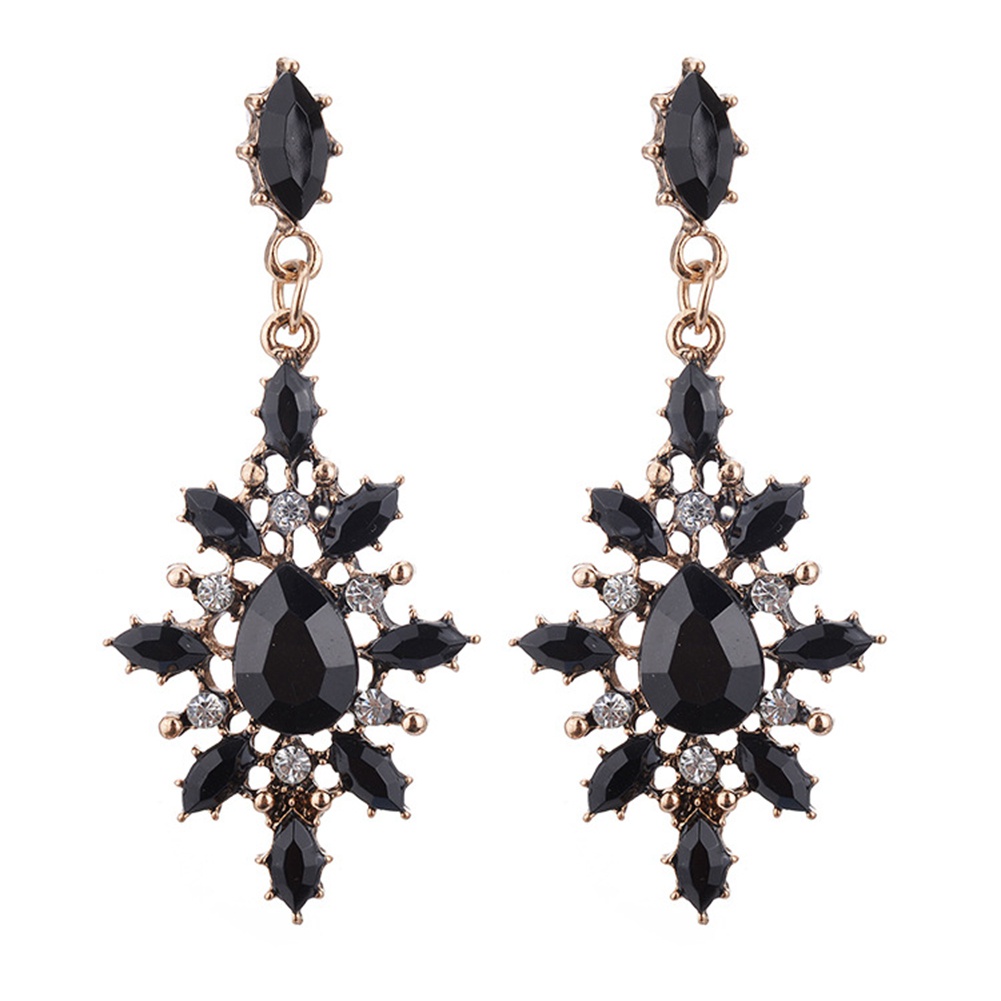 Khuyên tai tạo hình hoa cách điệu đính đá sang trọng lộng lẫy cho nữ