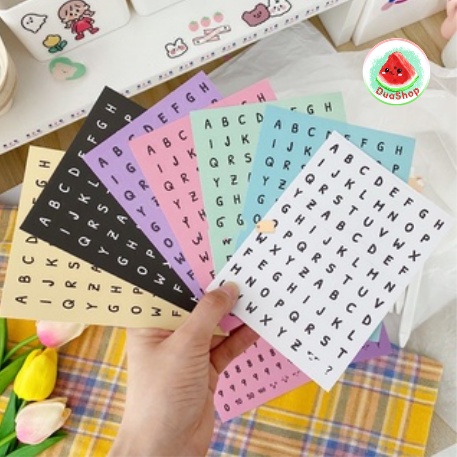 Sticker Chữ Cái Trang Trí Sổ Tay, Nhật Ký - Hình Dán Chữ Cái Đáng Yêu🍉Duashop🍉