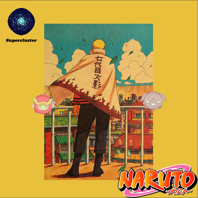 Áp phích trang trí nội thất họa tiết Naruto kích thước 50.5x35cm