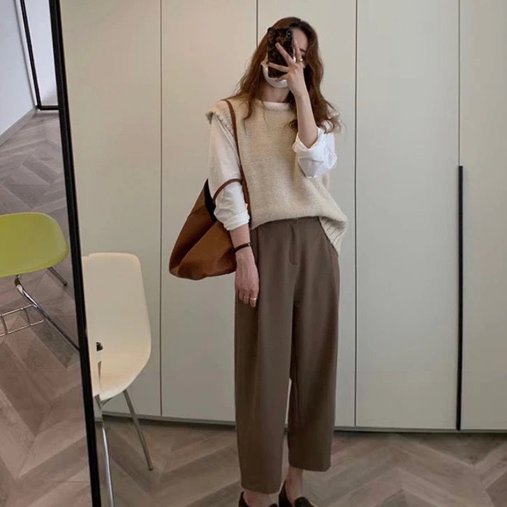 Áo Len Không Tay Cổ Tròn Thiết Kế Mới Thời Trang Theo Phong Cách Vintage Dành Cho Nữ