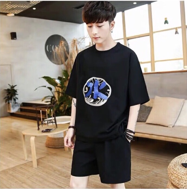 FREESHIP 50K - Đồ Bộ Đùi Nam, Nữ Form Rộng Unisex In Chữ Nho