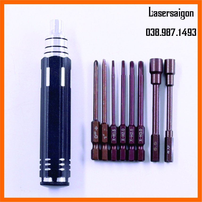 Bộ Tool sửa chữa xe RC 8in1 tua vít cầm tay lúc giác, chữ thập hợp kim thép cao cấp siêu cứng