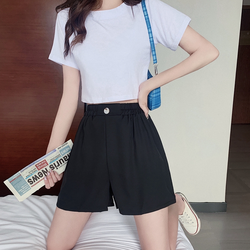 SUXI Quần Đùi Ống Rộng Lưng Cao Phong Cách Hàn Quốc Cho Nữ