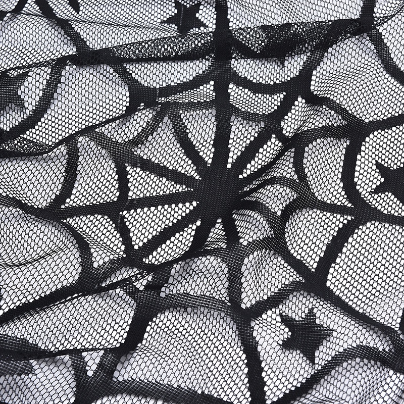 [Newwellknown 0318] Halloween Decoration Lace Spider Web Tablecloth Multifunction Black Spider Web