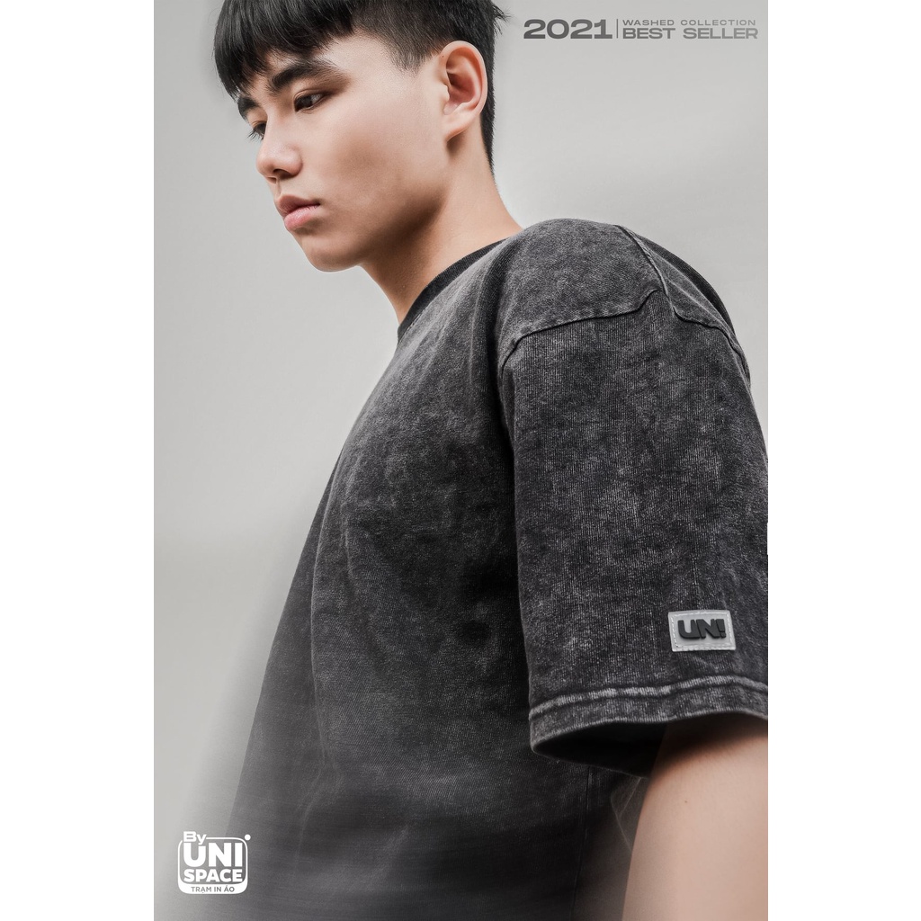 Áo thun Wash Tee xám cổ tròn tay ngắn ulzzang unisex trẻ trung hot trend in tà áo