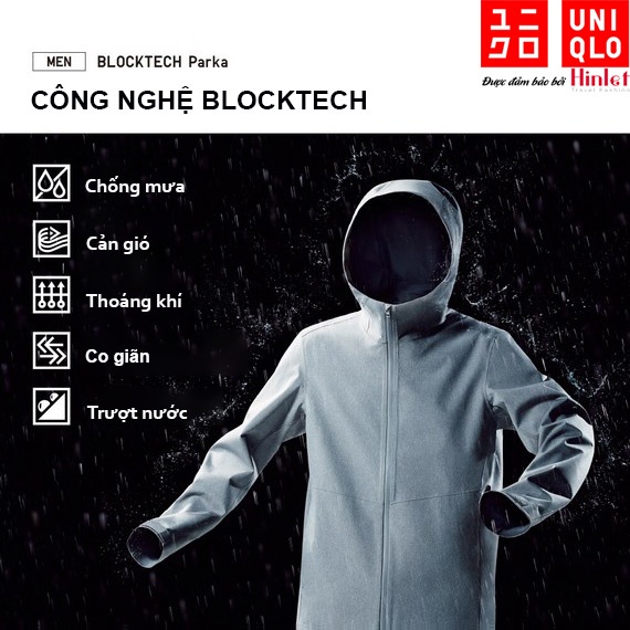 Áo khoác nam Uniqlo BlockTech 413977 cản gió chống nắng mưa