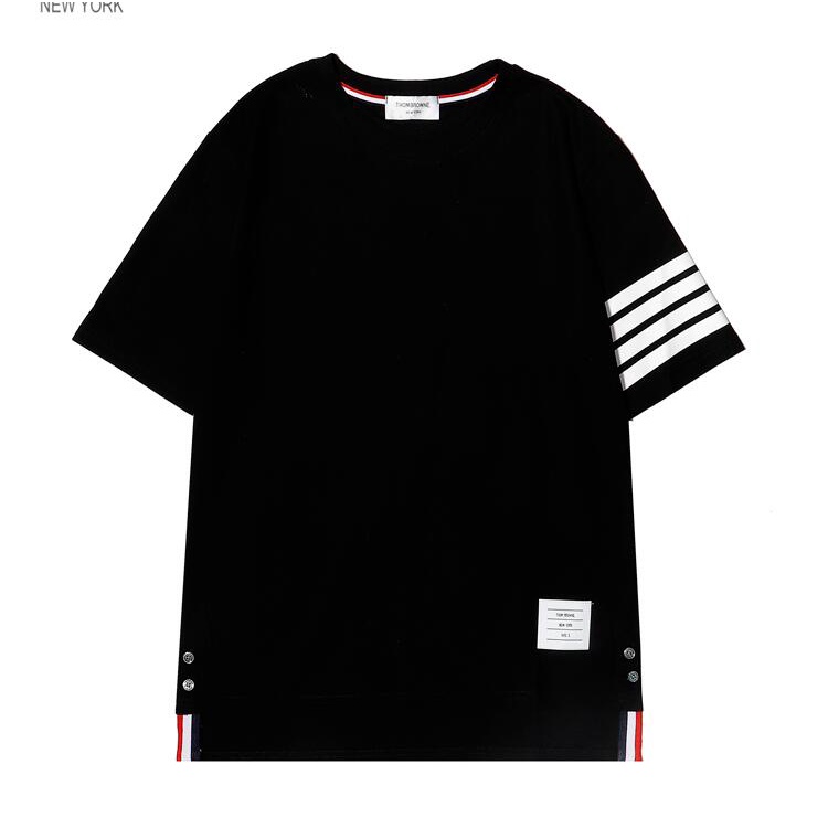 Áo thun tay ngắn họa tiết kẻ sọc ngang đơn giản thời trang cho cặp đôi