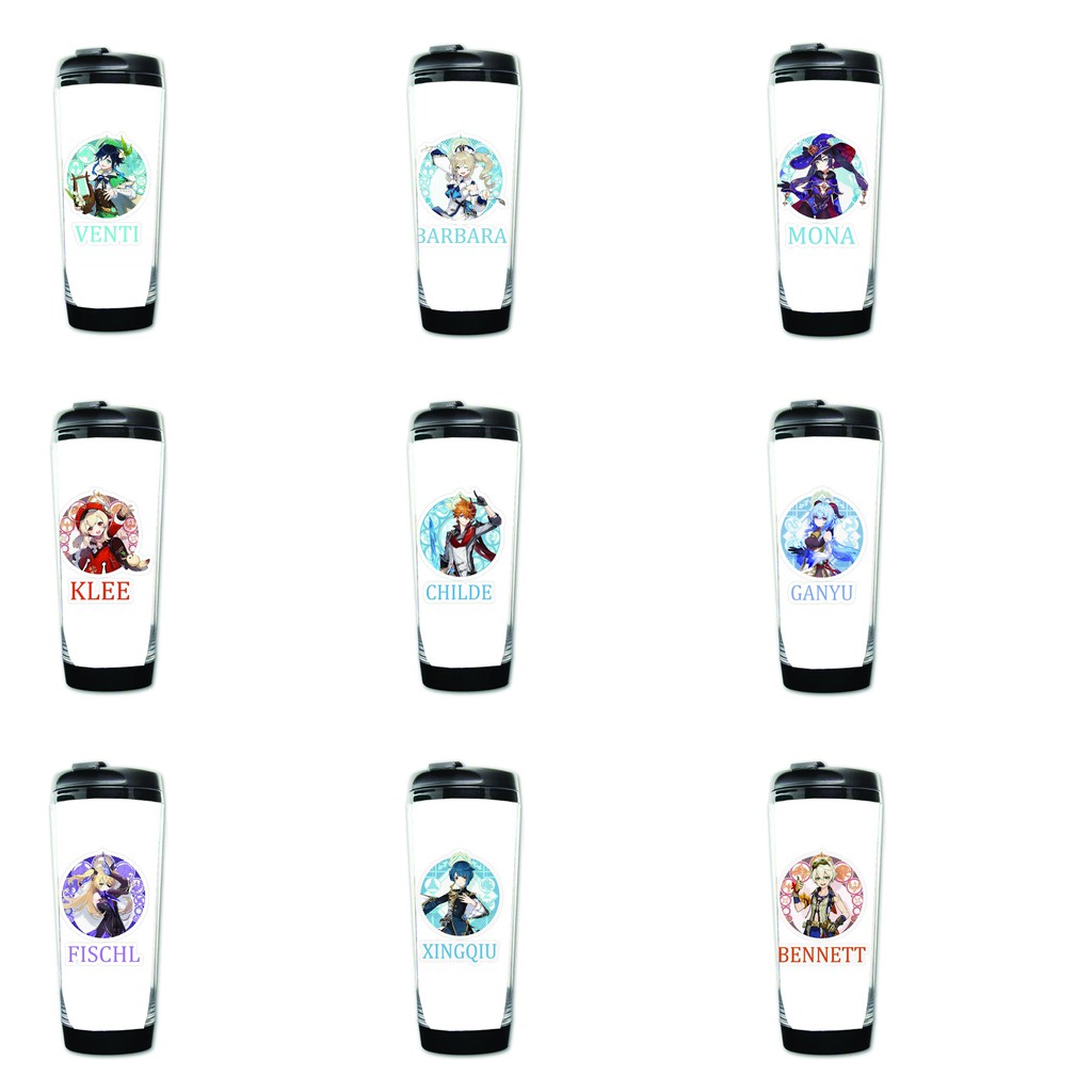 Bình nhựa đựng nước in hình GENSHIN IMPACT game anime chibi tiện lợi độc đáo m3