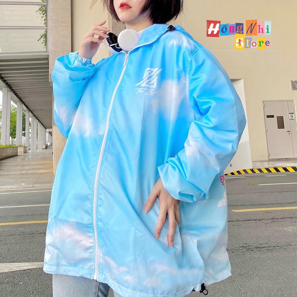 Áo Khoác Dù 3D Dây Kéo Có Nón Dáng Rộng Unisex - Khoác Dù In Hình Dây Rút Dáng Dài - MM
