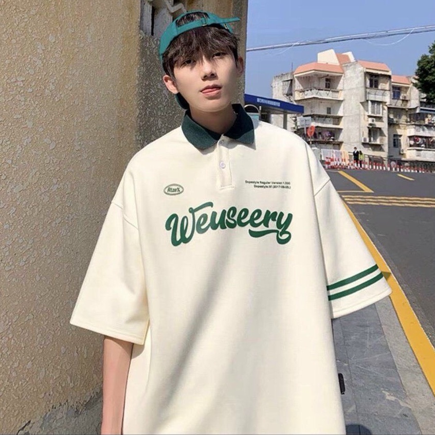 Áo Thun Polo Form Rộng Tay Lỡ Unisex Nam Nữ WEUSEERY Siêu Đẹp Camshop