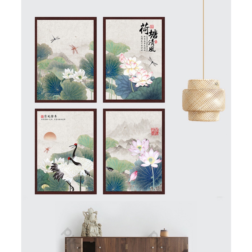 In hình ép gỗ Laminate TRANH TRUNG QUỐC - Mẫu 1 (4HCN 4x20x30, 4x30x40). In ảnh theo yêu cầu
