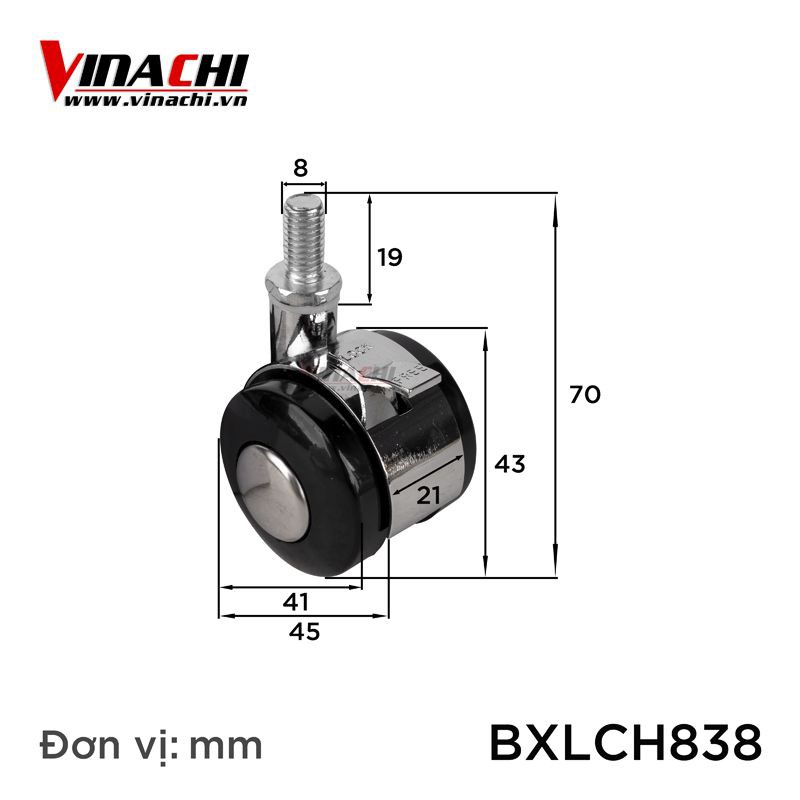 Bánh Xe Lăn Inox Chốt Vặn Khóa Hãm - Bánh xe ghế xoay Có chốt khóa thông minh giúp cố định sản phẩm