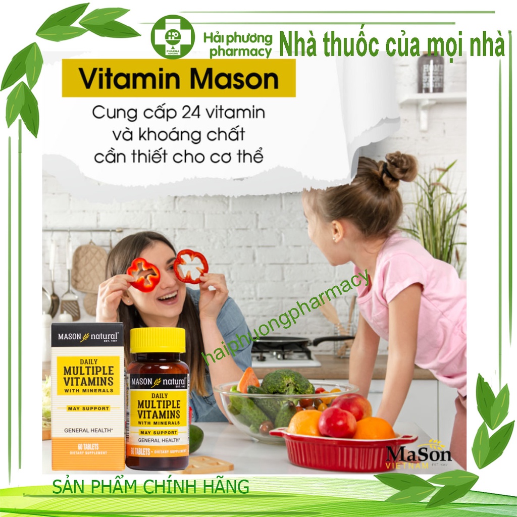 Viên uống bổ sung Vitamin khoáng chất tăng cường miễn dịch,sức khỏe mason natural Daily Multiple Vitamins