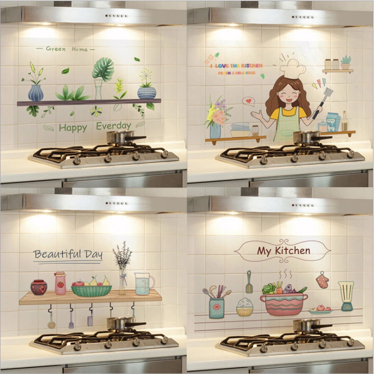 Giấy Dán Tường Nhà Bếp  Đẹp Size Lớn 60 x 90cm Chống Dầu Mỡ