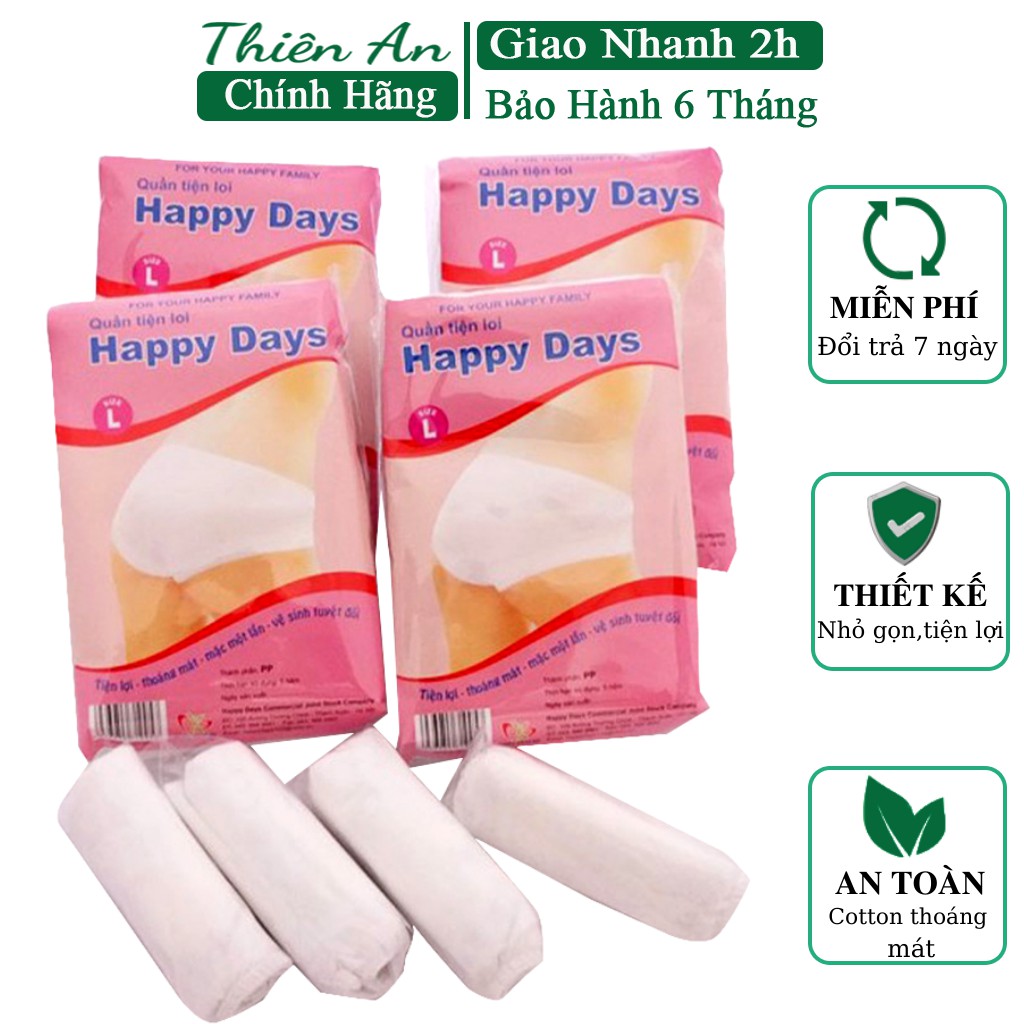 Quần lót giấy cotton Happy Days, quần lót dùng 1 lần cho mẹ bầu, quần lót cotton dùng sau sinh