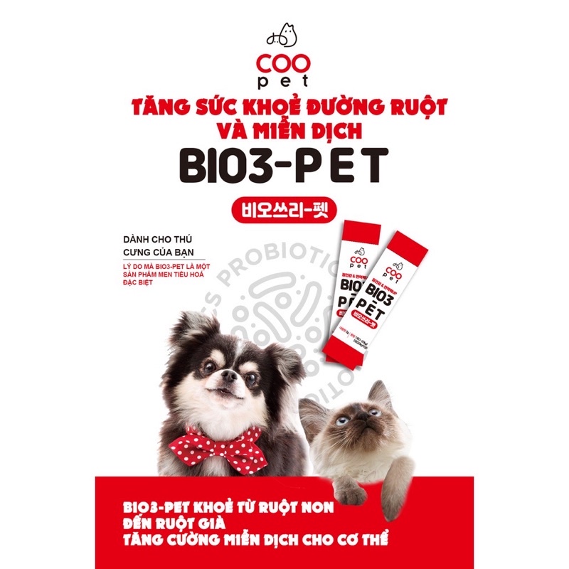 Men vi sinh hỗ trợ tiêu hoá cho chó mèo BIO3 PET 2g