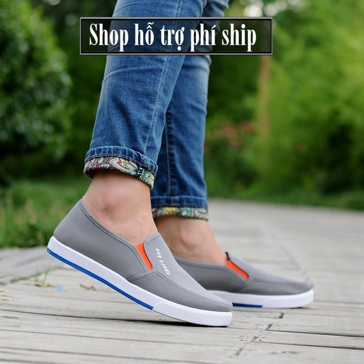 Hỗ trợ Ship-  -Giày lười sneaker cách tân không dây MÀU XÁM - Giày vải thời trang cao cấp nam/nữ