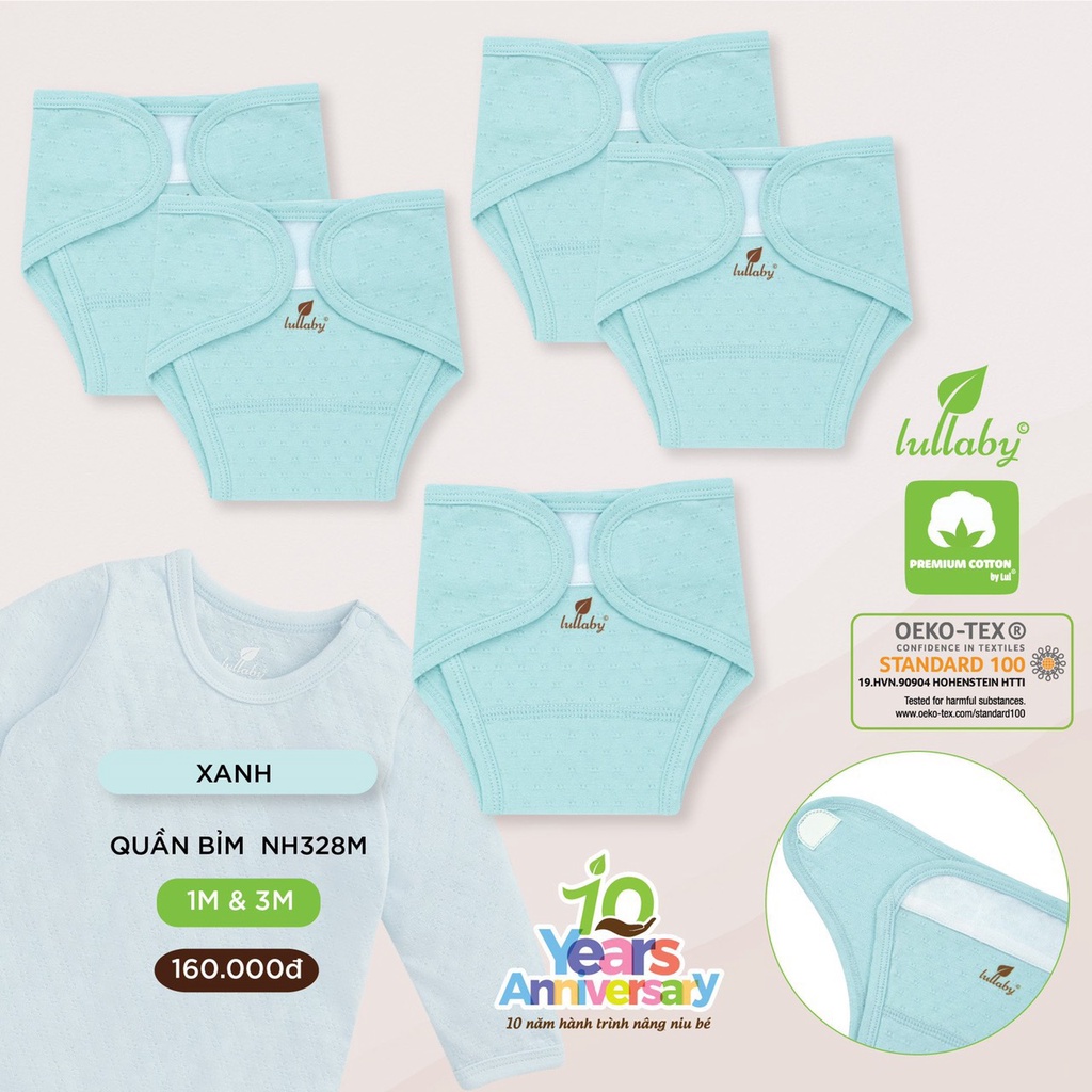 Set 4 Quần tả đóng bỉm Lullaby vải thở  thoáng mát thấm hút tốt an toàn cho da trẻ em bé trai bé gái NH79B Nh328M