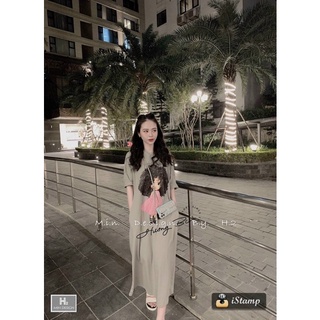Váy phông suông dáng dài hình cô gái tóc xù