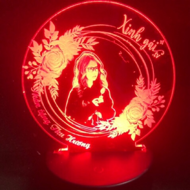 Đèn Led 3d Khắc Hình Ảnh Nội Dung Theo Yêu Cầu - 7-16 màu tự động