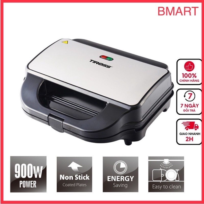 Máy nướng bánh mỳ Tiross , Kẹp Nướng Sanwich, Bánh mỳ kẹp, Bánh Waffe Tiross TS9655 (chính hãng - Bảo hành 12 tháng)