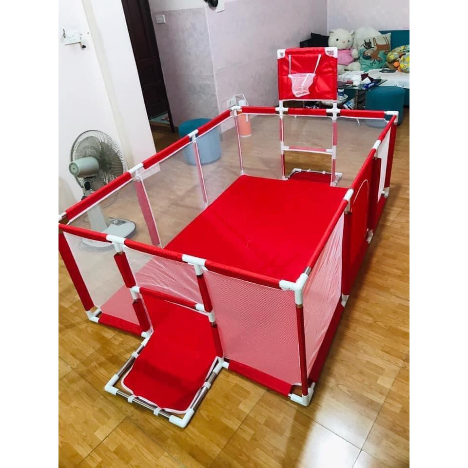 Nhà bóng, quây bóng hình chữ nhật có bóng rổ cho bé 1m3x1m8