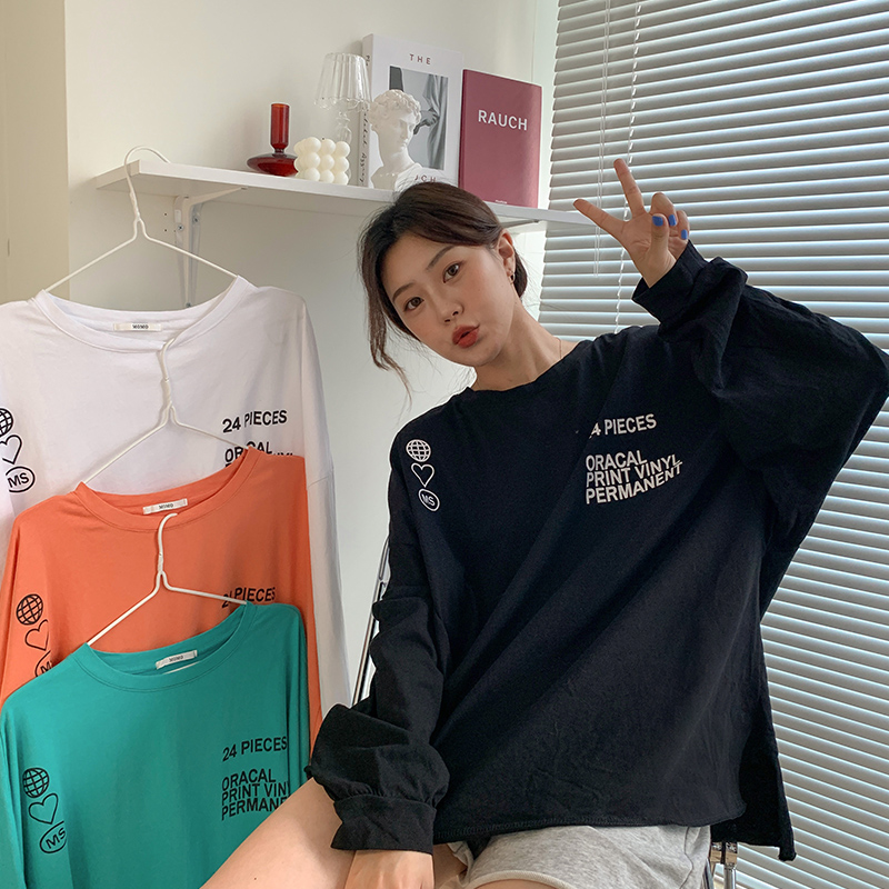 SUXI Áo Thun Tay Dài Dáng Rộng In Họa Tiết Thời Trang Mùa Thu Cho Nữ