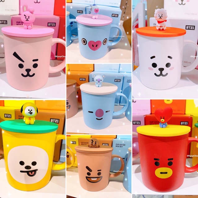 Ly sứ BT21 có nắp và tay cầm | Basic mug & cover chính hãng (order)