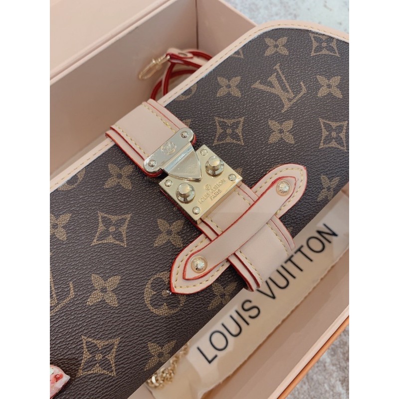 Túi đeo chéo đeo vai Clutch hoạ tiết hoa nâu hàng cao cấp fullbox có hộp