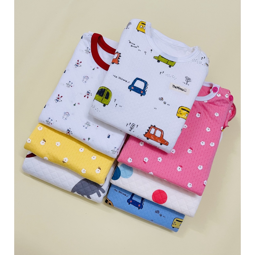 Bộ chần bông 100% cotton xuất Hàn dư xịn mềm ấm cho bé trai bé gái