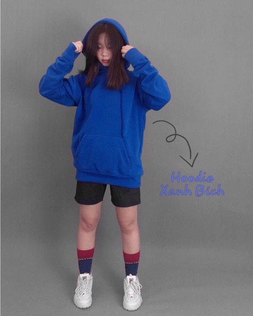 Áo Hoodie Trơn Tay Dài Unisex Ảnh Thật