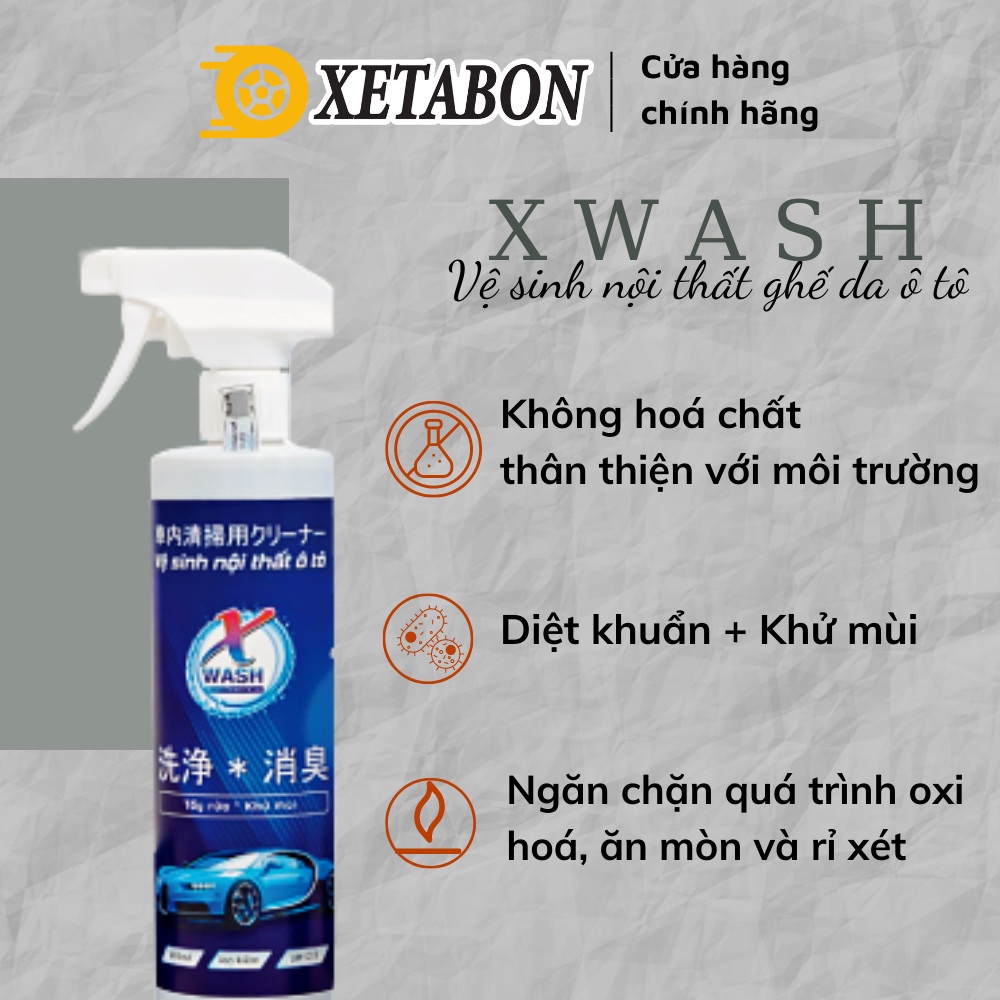 Chai Xịt Vệ Sinh Nội Thất- ghế da Ô Tô Xwash - Hỗ Trợ Diệt Khuẩn Khử Mùi Khó Chịu Bên Trong Xe Ô Tô