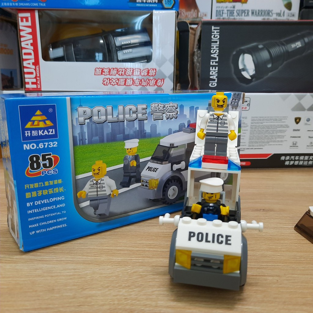 Đồ chơi lắp ghép mô hình ô tô cảnh sát gồm 85 chi tiết bằng nhựa ABS cao cấp