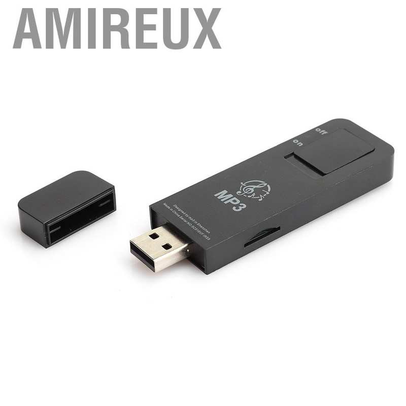 Máy nghe nhạc Amieu mini mp3 hỗ trợ thẻ nhớ TF 32GB hình chữ U nhỏ gọn màu đen kèm tai