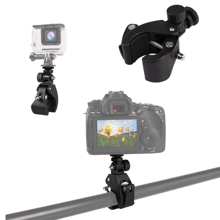 Đế đỡ gopro máy ảnh điện thoại kẹp ghi đông xe máy xe đạp hoặc thanh treo dạng tròn tiện dụng