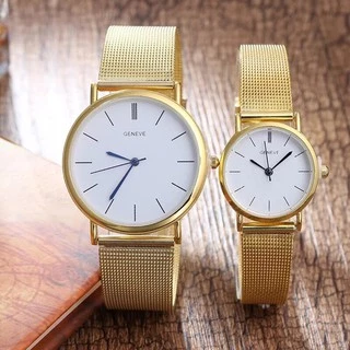 Đồng hồ cặp thời trang nam nữ Geneve dây lưới SCS79
