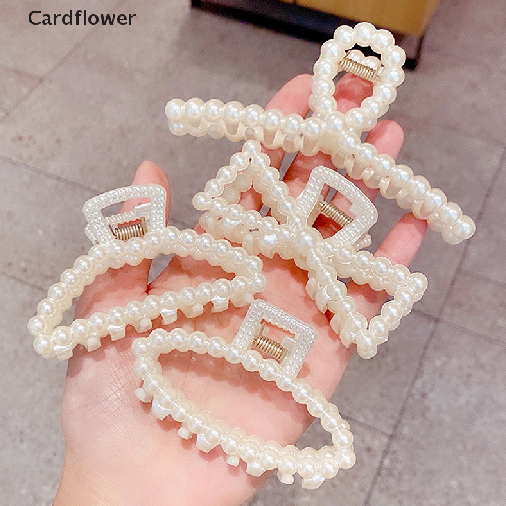 &lt; Cardflower &gt; Kẹp Tóc Móng Vuốt Cỡ Lớn Bằng Acrylic Đính Ngọc Trai Trang Điểm Tạo Kiểu Đa Dạng