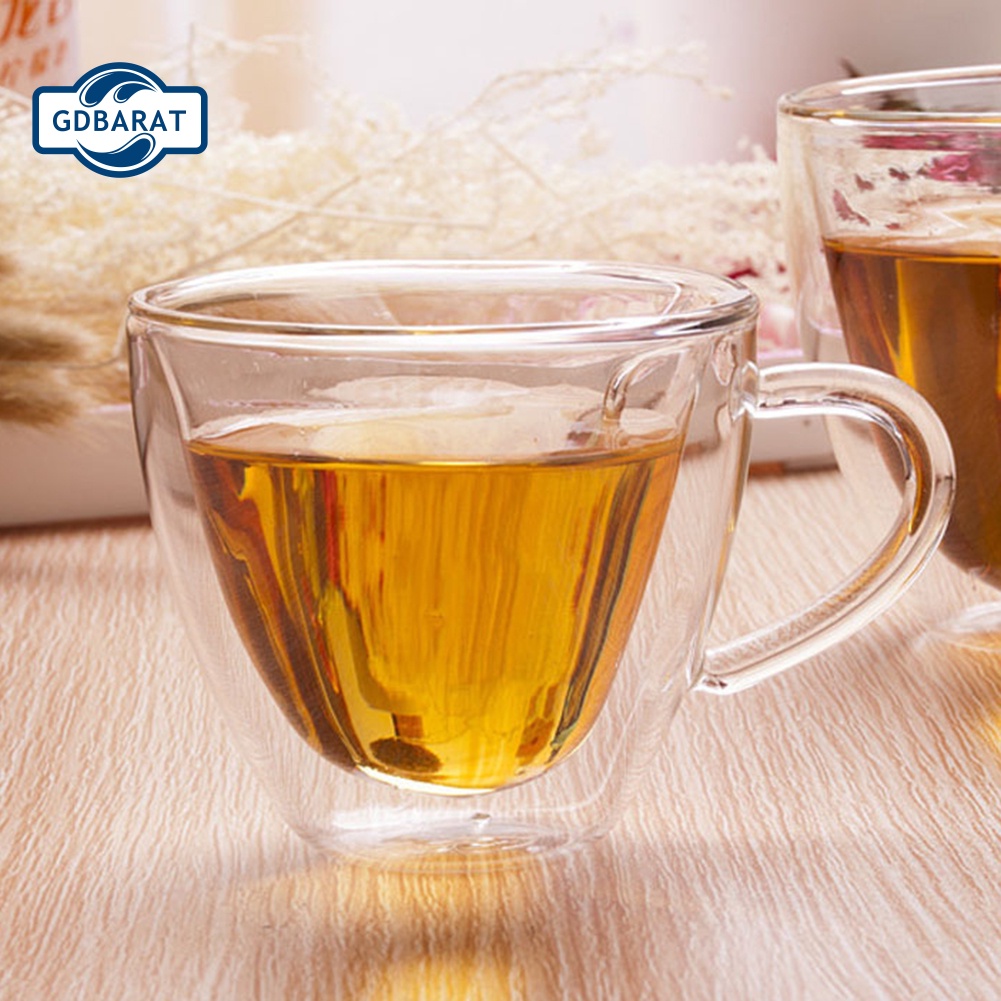 Cốc Thủy Tinh Uống Rượu Whiskey Hai Lớp Hình Trái Tim 180 / 240ml