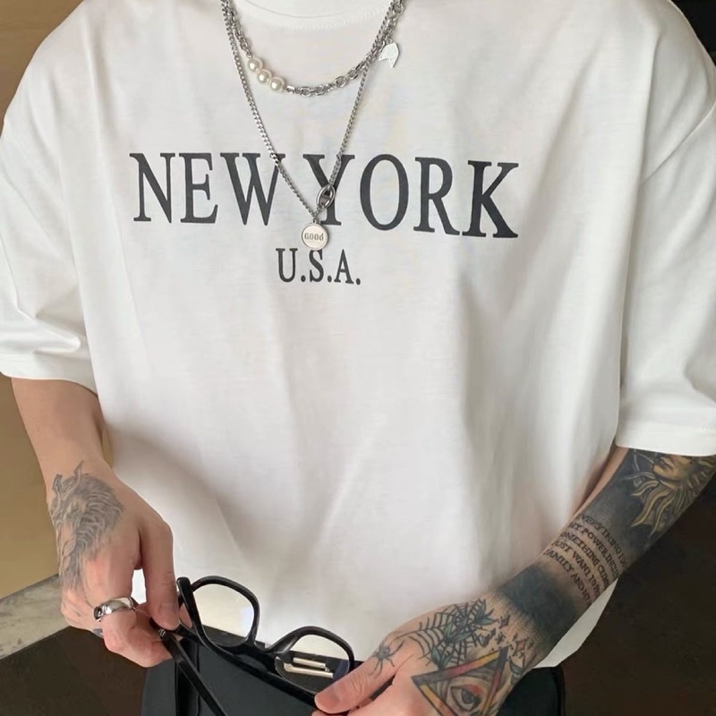 Áo thun tay lỡ new york