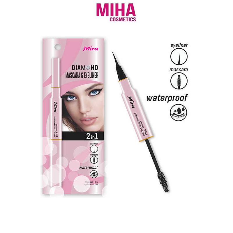 Bút Kẻ Mắt Nước Kết Hợp Mascara Kim Cương 2 in 1 Mira Diamond Mascara &amp; Eyeliner Hàn Quốc