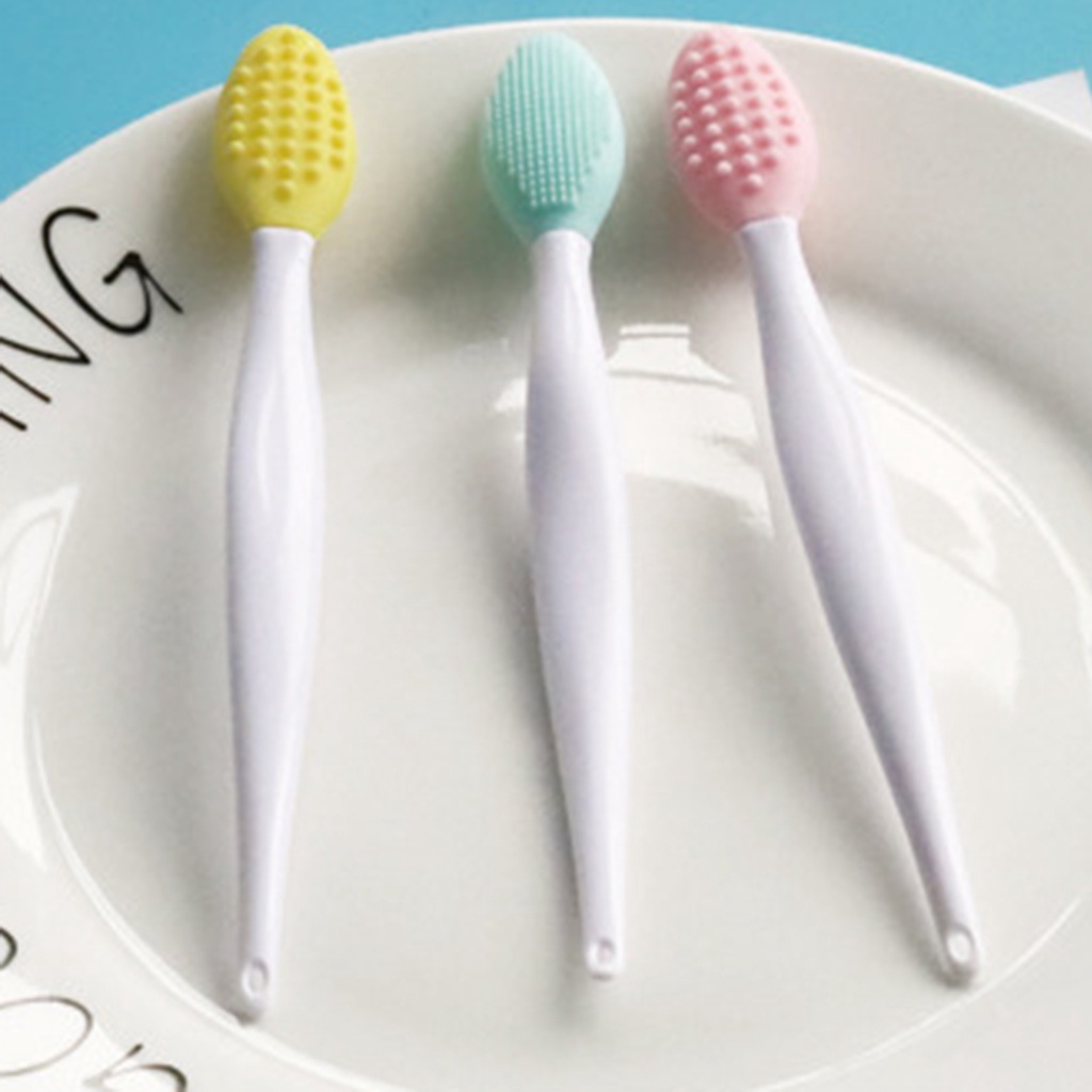 [Hàng mới về] Cọ vệ sinh môi/ mũi hai mặt bằng silicon mềm nhẹ tiện dụng