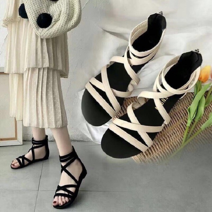 Giày Sandal Chiến Binh Cao Cổ Dây Chéo Quai Ngang